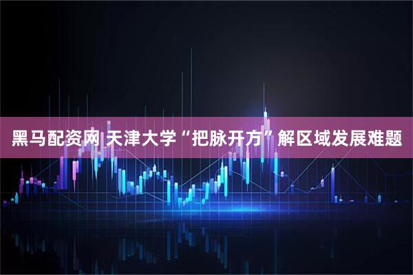 黑马配资网 天津大学“把脉开方”解区域发展难题