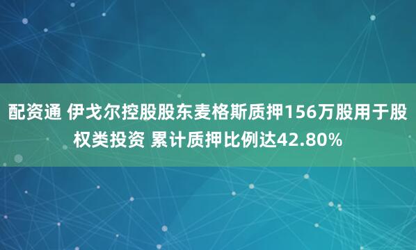 配资通 伊戈尔控股股东麦格斯质押156万股用于股权类投资 累计质押比例达42.80%