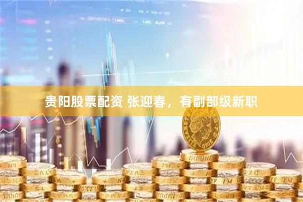 贵阳股票配资 张迎春，有副部级新职